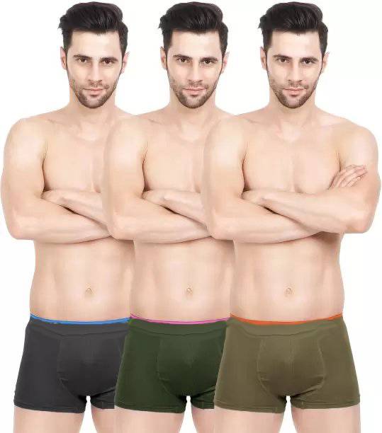 Pack of 3 Solid, Self Design Men Trunk