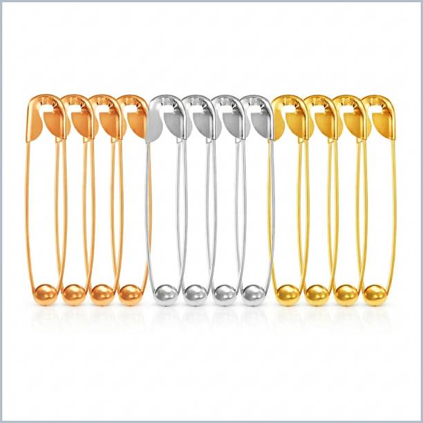 Naosucura Premium Safety Pins for Saree, Dress Fixing, Strong Grip Rust Resistant Metal Brooch