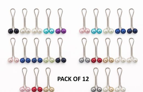 RUTPI VARIABLES 12 PCS Crystal Pearl Multicolour Brooch Pins Headscarf Muslim Hijab Scarf Clips Brooch
