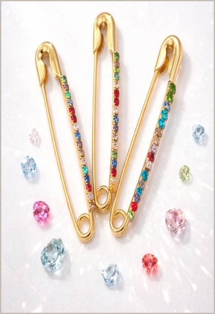Naosucura Heavy Duty Saree Clip Pin 5.5cm Strong Hold Stone Studded Pleat Holder for Women Brooch