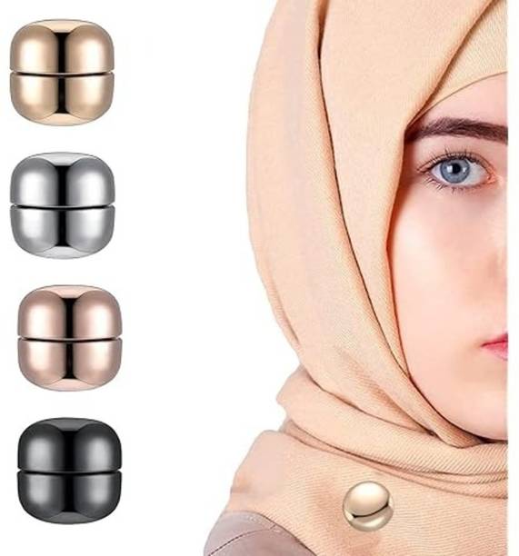 LIJIE Pack Of 4 Elegant Crystal-Studded Hijab Pin for Chic Everyday Styling Brooch