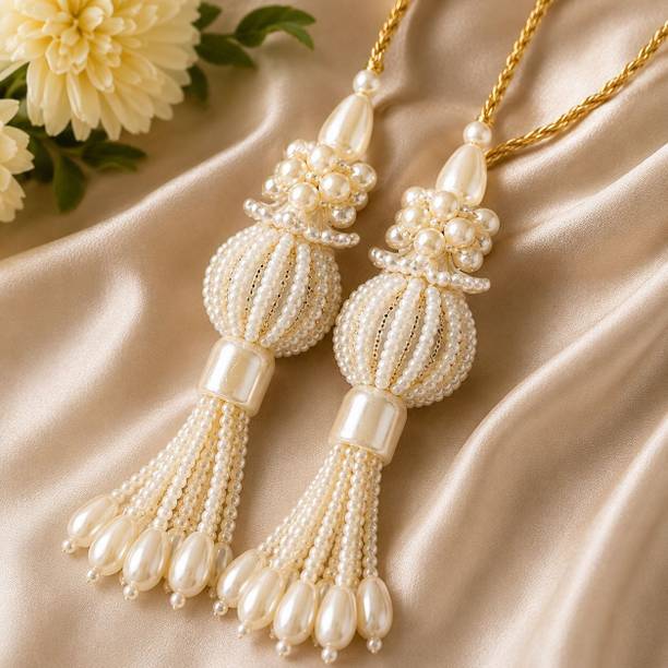 Shreedesign White Pearl Latkan For Lehenga,Saree,Blouse & Dupatta Brooch