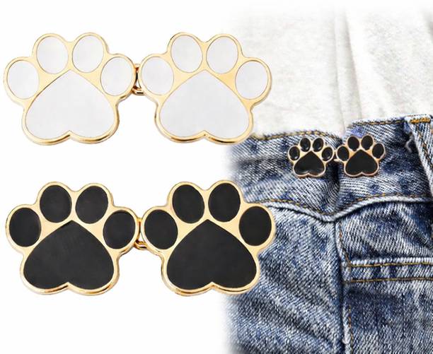 OriwarE Metal Paw Jeans Waist Tightener–No Sew Waist Button Clips (2 Piece Set) Brooch