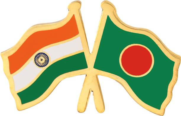 GOLDMARK CREATIONS India & Bangladesh Twin Flag Brass Lapel Pin Premium Enamel Brooch for Unisex Brooch