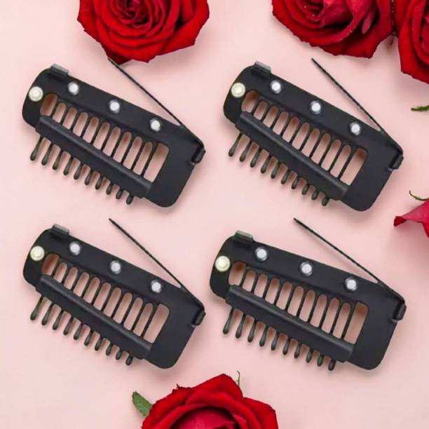 Yanvi 10-Teeth Strong Chunni Dupatta Clips with Safety Pin,Grip Hair Pin sari pin 4pcs Brooch