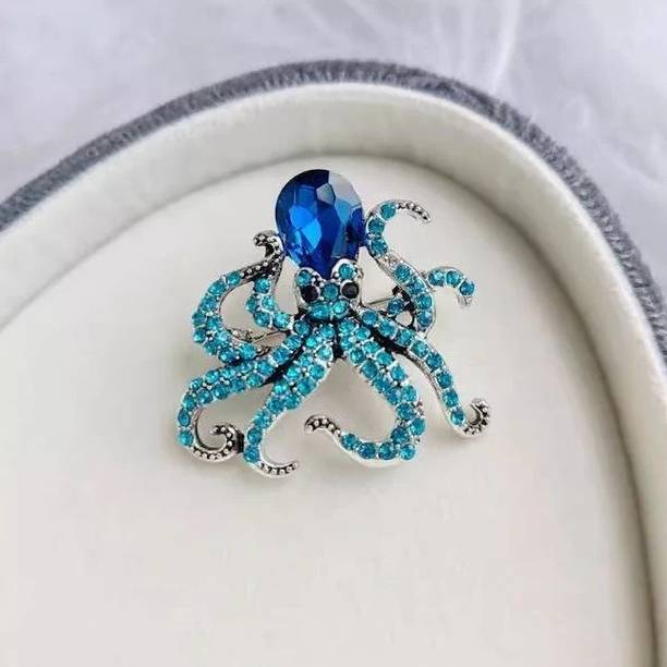 India Dealz Crystal Octopus Brooch – Ocean-Inspired Statement Brooch