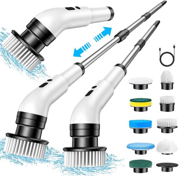 उनेत्री 9in1 Electric Spin Scrubber 300RPM, 9 Brushes, 90Min Use for Home & Bathroom माइक्रोफाइबर गीला और सूखा ब्रश