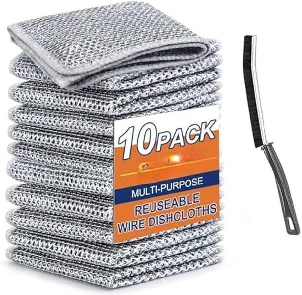 DR.GADGET Wire Dishwashing Cloth, Cleaning Scrubber Pad,Kitchen Washer Steel Pad-Gap Brush Microfibre Wet and Dry Brush