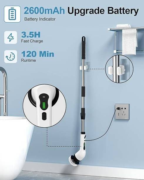 Aksh 9 in 1 Electric Spin Scrubber,Cleaning Brush Scrubber for Home Sponge Wet and Dry Brush