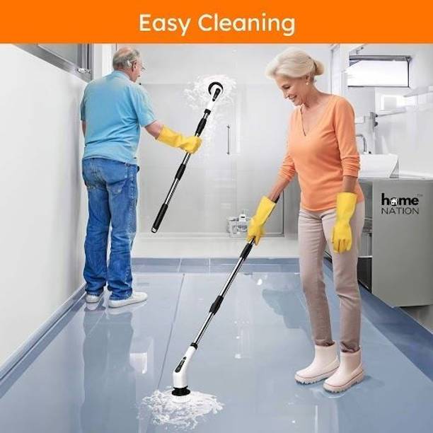 Home Nation 9-in-1 Wireless Rechargeable Cleaning Brush for Floor, Bathroom & Tiles Silicone, Fiber, Microfibre, Polypropylene Wet and Dry Brush