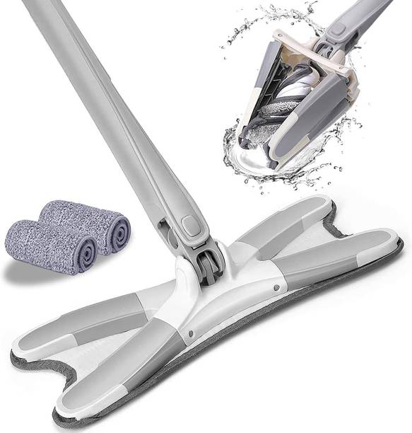 DHIYONIX Easy Self-Wringing Microfiber Flat Floor X Shape mop Microfibre Wet and Dry Brush