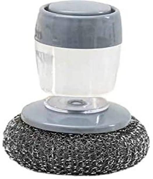 Shree Ganesh Enterprice Wire Cleaning Scrubber Brush, Dish Washing Sponge with Liquid Soap Dispenser Sponge Wet and Dry Brush