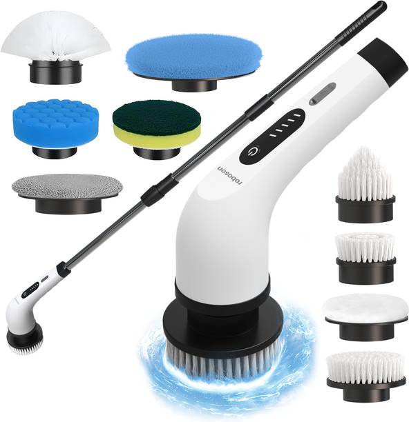 Roboson Electric Spin Scrubber Cordless Cleaning Brush with 9 Brush Heads 425 RPM Plastic Wet and Dry Brush