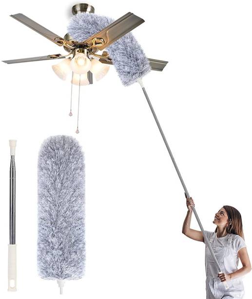 JHWOQU Microfiber Duster 100 inch ExtensionPole with Cleaning Ceiling Fan High Ceiling Microfibre Wet and Dry Brush