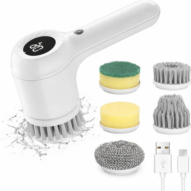 JAVINEX Electric Spin Scrubber 5-in-1 Power Brush Microfibre, Plastic, Sponge Wet and Dry Brush