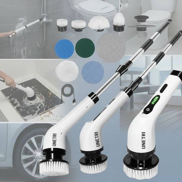 UNETRI 9in1 Electric Spin Scrubber|Bathroom&Home Cleaning Brush for Floor, Kitchen&Car Microfibre, Nylon, Sponge Wet and Dry Brush