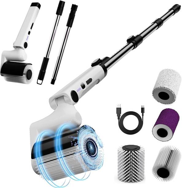 HASTHIP Electric Roller Scrubber Brush with 4 Attachments and Long Handle Cleaning Brush