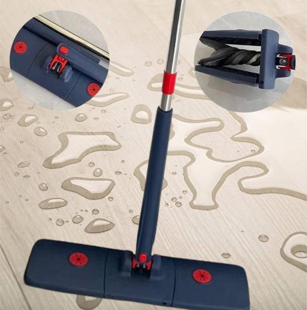 MAAUVTOR 360° floor cleaning Flat mop With Extendable long handle Handsfree Squeeze Pocha Microfibre Wet and Dry Brush