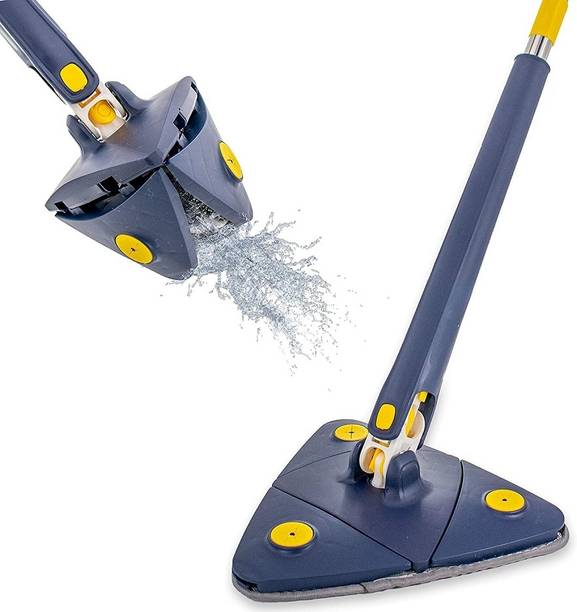 DREHOTRY 360° Rotatable Cleaning Mops Adjustable Triangle Floor Cleaner Mop Microfibre Wet and Dry Brush