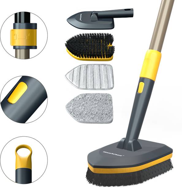 MinuteToCleanIt Bathroom Cleaner Brush with Extendable Handle, Brush, Scrub & Microfiber Pad Plastic, Polypropylene, Microfibre, Sponge Wet and Dry Brush