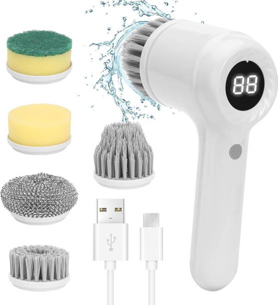 ZUVILIKA Kitchen Floor Electric Spin Scrubber Plastic Wet and Dry Brush