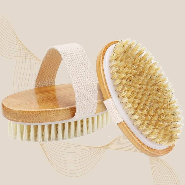 KWEL Wooden Bath Brush Wet and Dry Bath Brush, Suitable for all Skin(Oval)Pack of 2