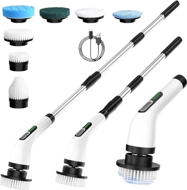 QueryZen 9-in-1 Cordless Electric Spin Scrubber, Rechargeable Bathroom & Floor Brush Plastic Wet and Dry Brush