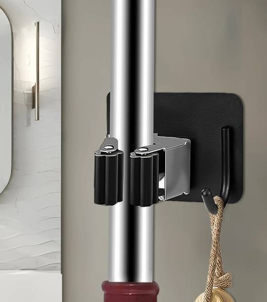 GRISHVA Black Stainless Steel Broom Holder