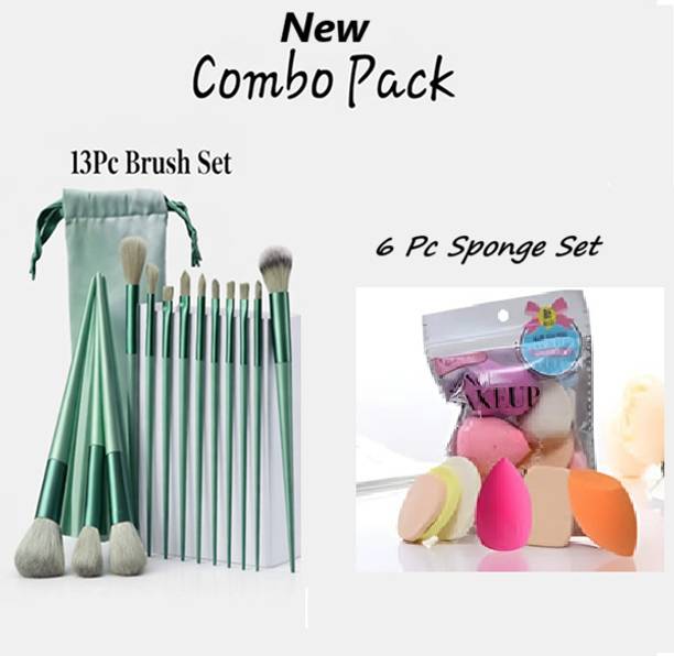 mamra Professional Makeup Combo – 13 Brushes & 6 Blender Puffs