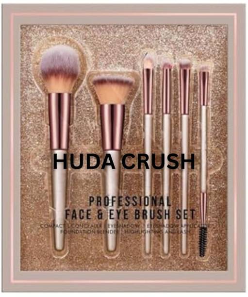 HUDA CRUSH 6 in 1 Brush Set-Synthetic Bristle, Easy Blending, Face & Eye Makeup Brushe Set