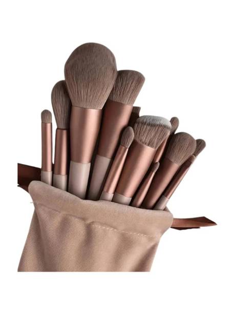 SHELLU Makeup Brush Sets - 12 Pcs Brown Makeup Brushes