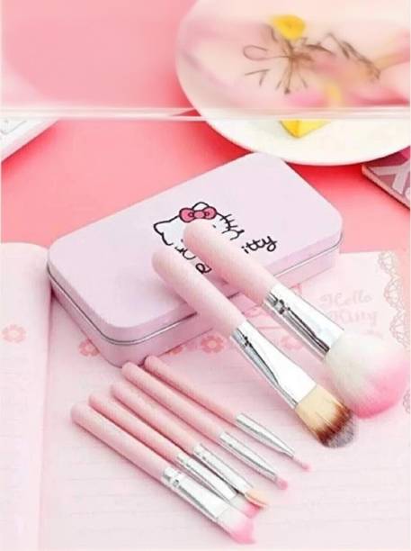 Komorebi Hello Kitty Complete Makeup Mini Brush Kit set of 7 With A Storage Box, PINK