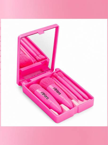 MINARA Makeup Brush Applicator - Set of 5 with Mirror & Box - Hot Pink