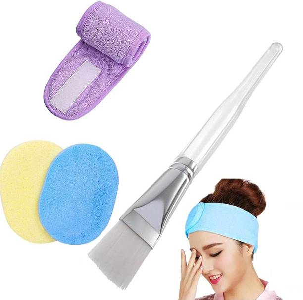 Lucifer Women's Face Pack Brush and Face Cleaning Sponge facial headband