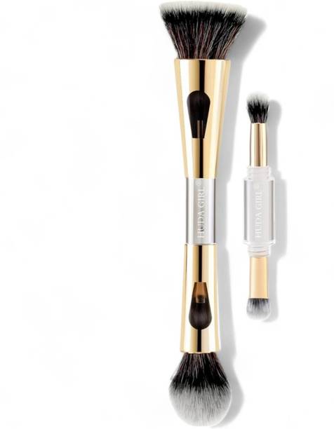 हुडा गर्ल 4 in 1 Travel Brush with Foundation Brush, Powder Brush,Eyeshadow Blending Brush