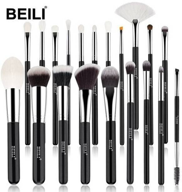 Beili Black 20 pcs super soft makeup brush sets, Foundation brush, Eye shadow brush, Highlighter brush, Blush brush, 5 big and 5 small brush sets, Makeup tools, Portable makeup brush - Black