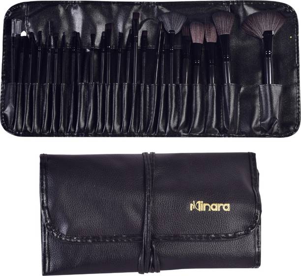 MINARA Professional Make Up Brushes Sets With Leather Storage Pouch