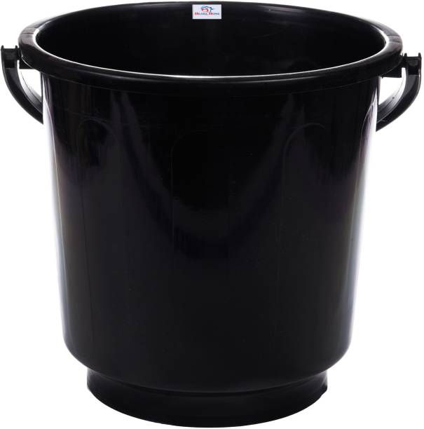Heart Home Plastic Bucket with Handle|16 Liter|Black 16 L Plastic Bucket
