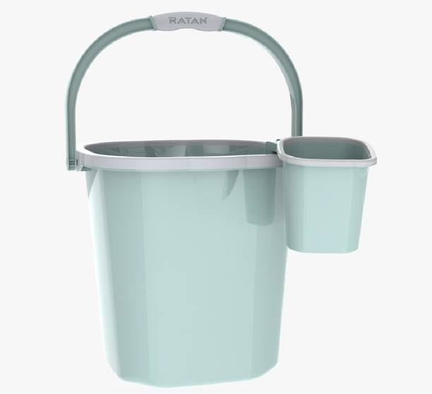 SIDDHESHWAR TRADING New Standard Plastic Plain Design Square Bucket (25 L) & Mug (1.5 L) ( Mint ) 25 L Plastic Bucket