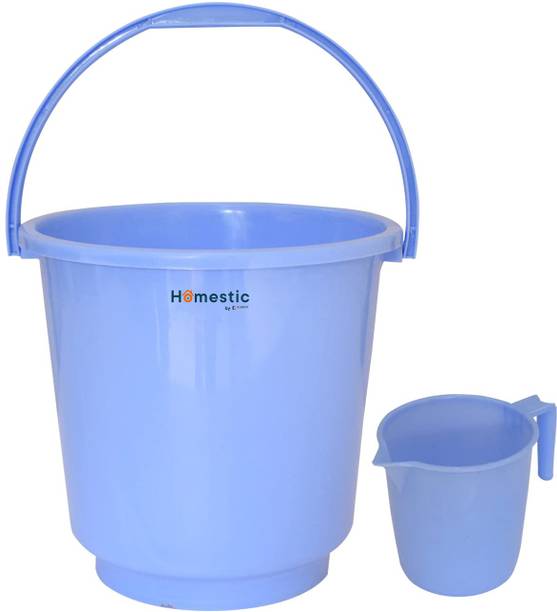 HOMESTIC 2 Pieces Plastic Bathroom Bucket & Mug Set (Blue) 18 L Plastic Bucket