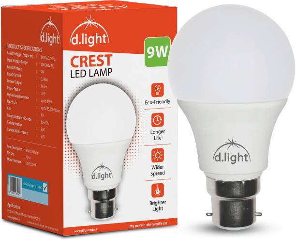 d.light 9 W Standard B22 LED Bulb