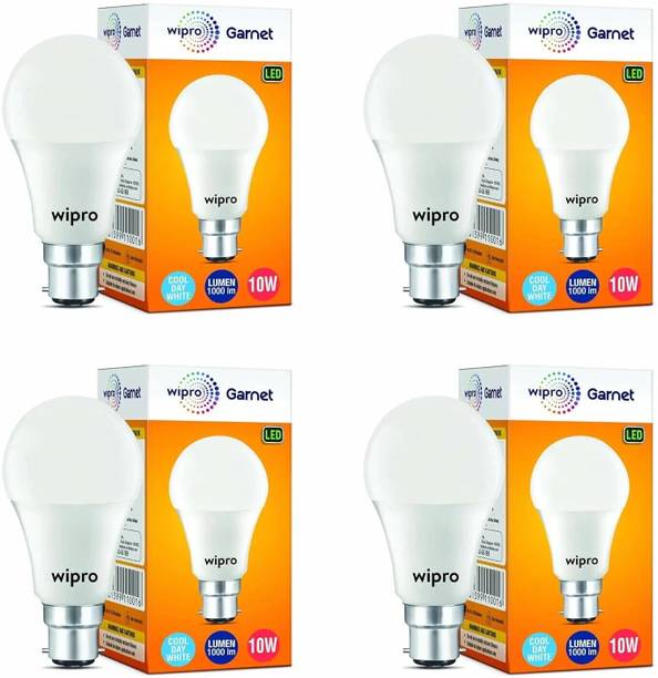 Wipro 10 W Basic Standard B22 LED Bulb White, Pack of 4