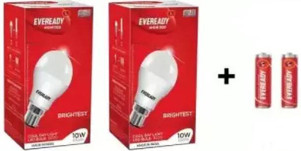 Eveready 10W LED Bulb Pack of 2 with Free 2 Batteries
