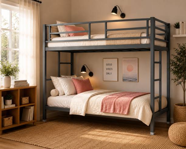 Navlaksh ™Urban|Heavy Duty Twin beds For Junior& Adults with Guard Rail|Space Saving Metal Bunk Bed
