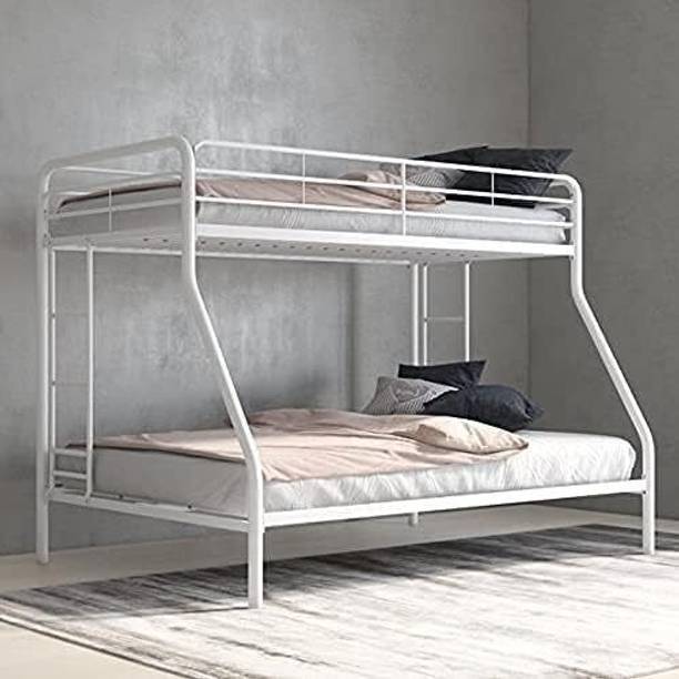 A R Creation Shop Bunk Bed for Junior, Twin Over Full Size Beds with Sturdy Guard Rail Metal Bunk Bed