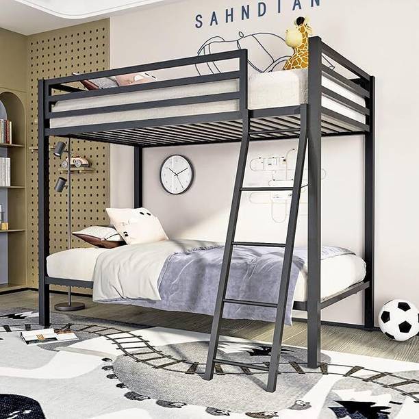 KTG Handicraft Bunk Bed Twin Over Twin Size With Ladder, Metal Bed Frame With Sturdy Guardrail Metal Bunk Bed