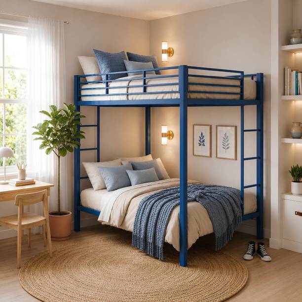 AARAMBH FURNITURE Metal Bunk Bed for Kids & Adults | Steel Double Decker Bed with Ladder Metal Bunk Bed