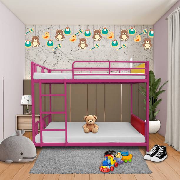 Auxiliary ®™|Alpha Twin Bunk Bed for Junior/Adult with Guard Rail, Space-Saving,Noise Free Metal Bunk Bed