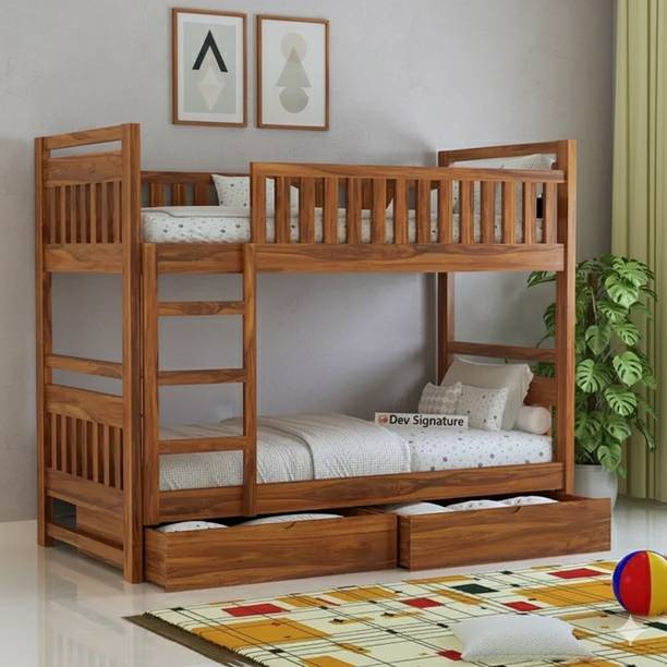 Devsignature Sheesham Wood Bunk Bed with 2 Drawer Storage/bed for kids Solid Solid Wood Single Drawer Bed