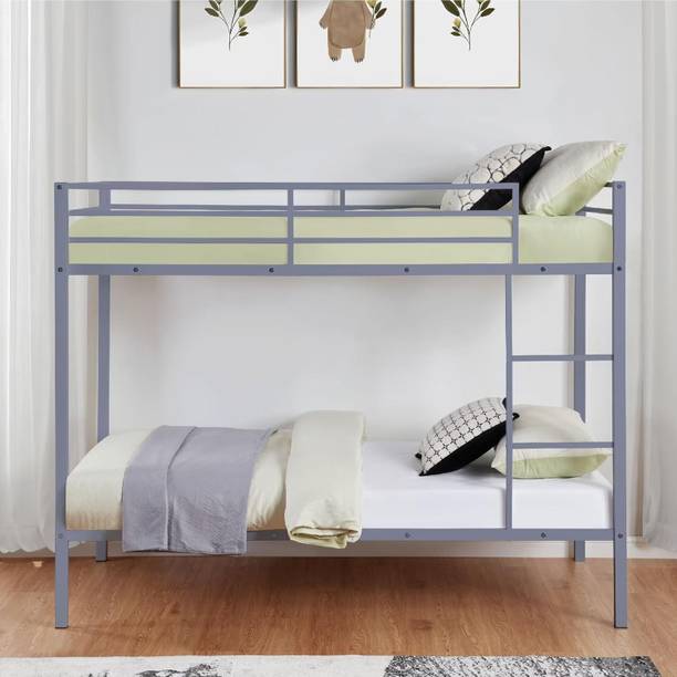 A R Creation Shop Twin Over Full Metal Bunk Bed Heavy Duty Bed Frame with Safety Guard Rail,Ladder Metal Bunk Bed